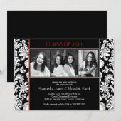 Invitation Grandes taches Damas - Noir/Blanc/Rouge (Devant / Derrière)