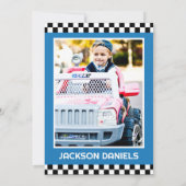 Invitation Grandir deux Fast Blue Race Car 2e anniversaire (Dos)
