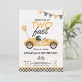 Invitation Grandir deux rapide voiture de course jaune 2e ann (Debout devant)