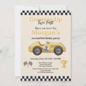 Invitation Grandir Deux Rapide Voiture De Course Jaune Enfant (Devant)