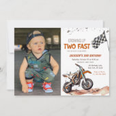 Invitation Grandir Deux Vélo Fast Dirt Boy 2e anniversaire (Devant)