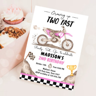 Invitation Grandir Deux Vélo Rapide Vélo Fille Anniversaire