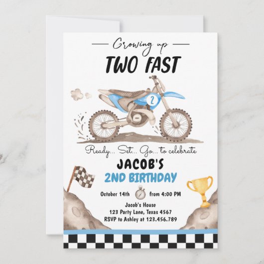 Invitation Grandir Deux Vélos Rapide Vélo Boy Anniversaire (Devant)