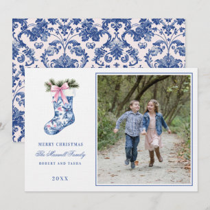 Invitation Grandmillénaires roses et bleus Damask Stockin Pho