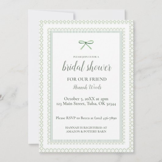 Invitation Grandmillenium Bow vert Fête des mariées (Devant)