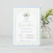 Invitation Grandmillennial bleu ginger jar baby shower invita (Debout devant)