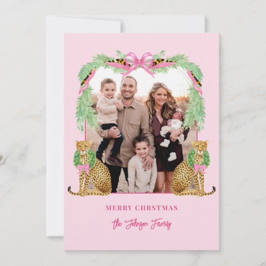 Invitation Grandmillennial Christmas Leopard Photo Card (Devant)