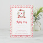 Invitation Grandmillennial Floral Crest | Christmas Monogram (Debout devant)