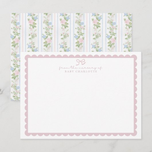 Invitation Grandmillennial Floral Nursery Stationery card (Devant / Derrière)