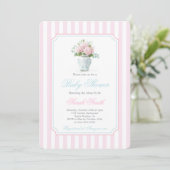Invitation Grandmillennial Ginger rose Jar Baby shower fille (Debout devant)