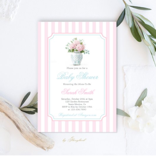 Invitation Grandmillennial Ginger rose Jar Baby shower fille