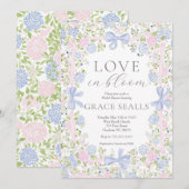Invitation Grandmillennial Pink and Blue bridal shower invite (Devant / Derrière)