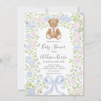 Invitation Grandmillennial Teddy Bear baby shower invite