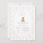 Invitation Grandmillennial Teddy Oear Baby shower fille (Devant)