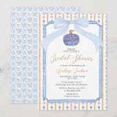 Invitation Grandmillentenaire Bleu Chinoiserie Chute de la nu (Devant / Derrière)