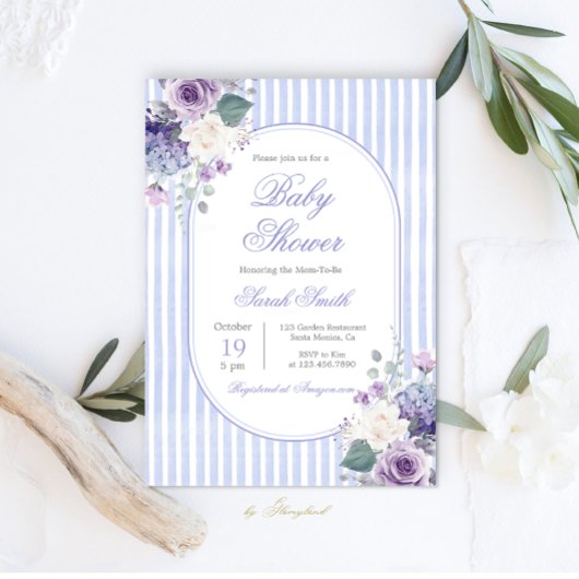 Invitation Grandmillentenaire Périwinkle Baby shower floral