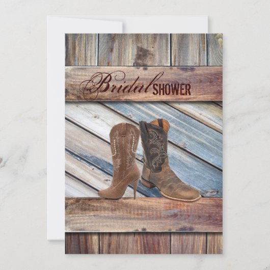 Invitation grange bois Cowboy Western pays nuptiale douche (Devant)