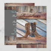 Invitation grange bois Cowboy Western pays nuptiale douche (Devant / Derrière)