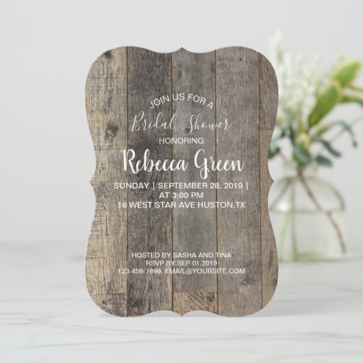 Invitation grange bois rustique pays nuptiale (Debout devant)