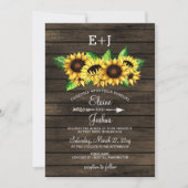 Invitation grange bois tournesol Pays Mariage rustique (Devant)