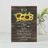 Invitation grange bois tournesol Pays Mariage rustique (Debout devant)