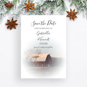 Invitation Grange couverte de neige Mariage hivernal Enregist