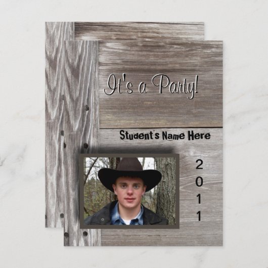 Invitation Grange de campagne en bois ouverte pour la remise (Devant / Derrière)