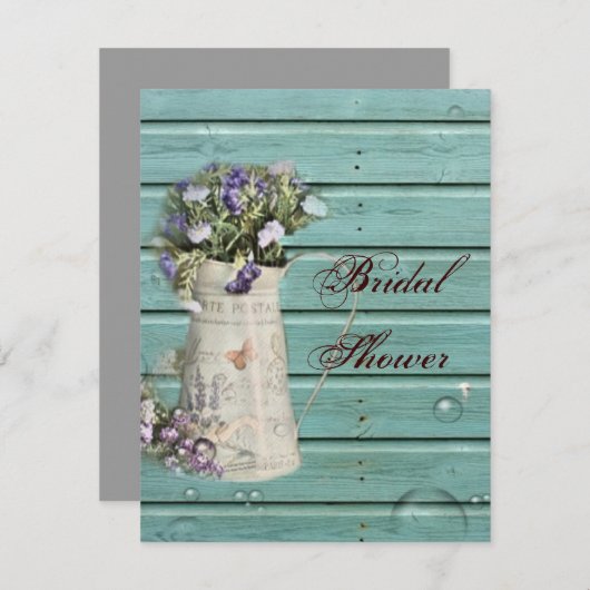 Invitation grange fleurie bois rustique douche nuptiale (Devant / Derrière)