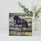 Invitation grange grise rustique bois cheval occidental thème (Debout devant)