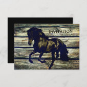 Invitation grange grise rustique bois cheval occidental thème (Devant / Derrière)