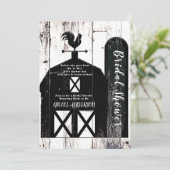 Invitation Grange noire en bois blanc Rustique douche de mari (Debout devant)