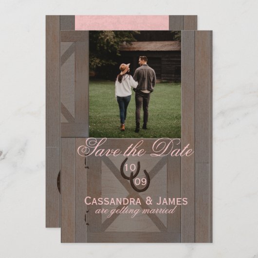 Invitation Grange Portes stables Enregistrer la date avec la (Devant / Derrière)