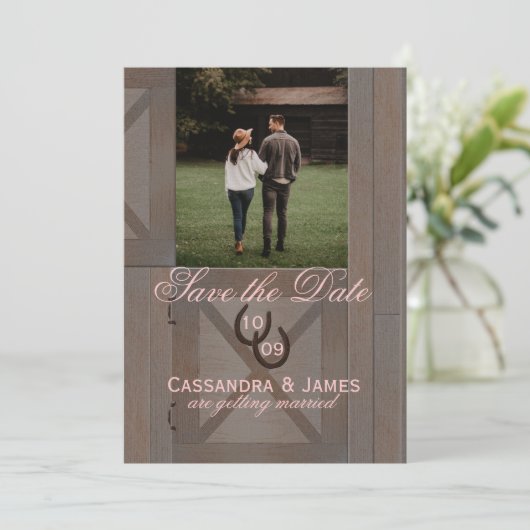 Invitation Grange Portes stables Enregistrer la date avec la (Debout devant)