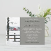Invitation Grange rouge dans l'invitation de mariage hivernal (Debout devant)