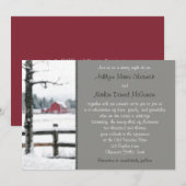 Invitation Grange rouge dans l'invitation de mariage hivernal (Devant / Derrière)