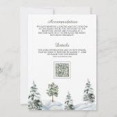 Invitation Grange Rouge enneigée Noël d'hiver Code QR Mariage (Dos)