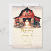 Invitation Grange Rouge Vieille Fête Rustique Douce 16 Party  (Devant)