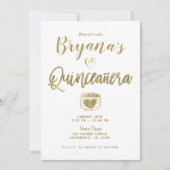 Invitation Grange Rustique  Bois Blanc Or 15 Quinceañera (Devant)