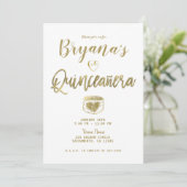 Invitation Grange Rustique  Bois Blanc Or 15 Quinceañera (Debout devant)