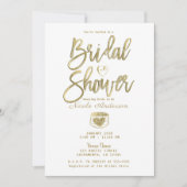 Invitation Grange Rustique Bois Blanc Or Fête de Mariage (Devant)