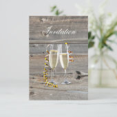 Invitation grange rustique bois champagne mariage campagnard  (Debout devant)