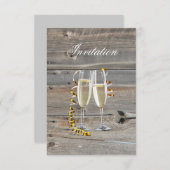 Invitation grange rustique bois champagne mariage campagnard  (Devant / Derrière)