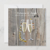 Invitation grange rustique bois champagne mariage campagnard (Devant)