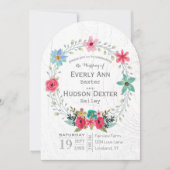 Invitation Grange rustique Bois Floral Garland Wreath (Devant)