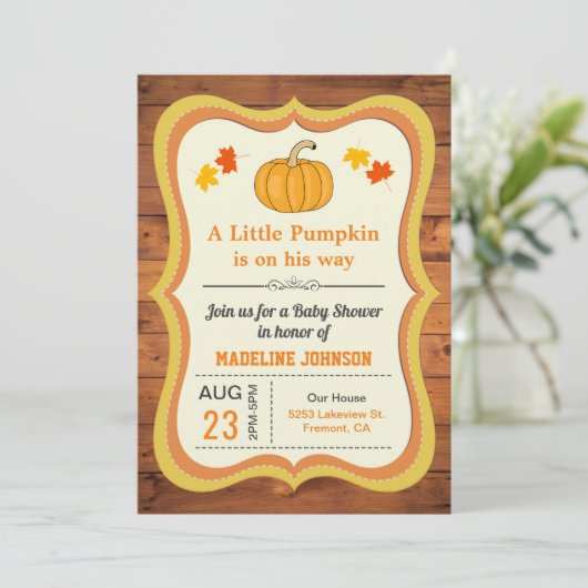Invitation Grange rustique Bois mignon Petit Baby shower Citr (Debout devant)