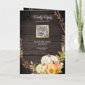 Invitation Grange Rustique Bois Tournesol Citrouille Code QR (Dos)