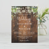 Invitation Grange rustique Chaîne de bois Lumières Mariage de (Debout devant)