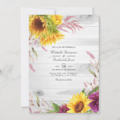 Invitation Grange Rustique Code QR RSVP Tournesol Mariage (Devant)