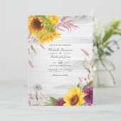 Invitation Grange Rustique Code QR RSVP Tournesol Mariage (Debout devant)
