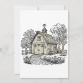 Invitation Grange rustique dans un verger (Devant)